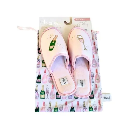 Champagne Lover’s Slipper And Pouch Set. Size large (10/11) - Picture 4 of 8